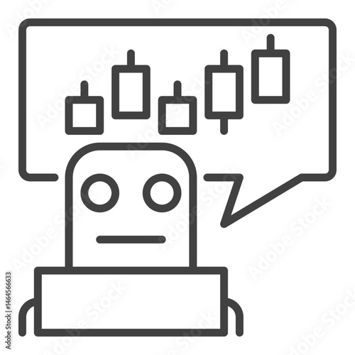 AI Trading Bot vector Candlestick Chart with Robot icon or sign in thin line style