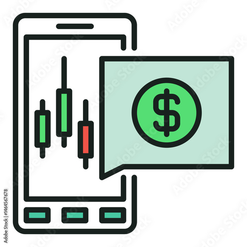 Automated Cryptocurrency Trading on Smartphone vector colored icon or logo element
