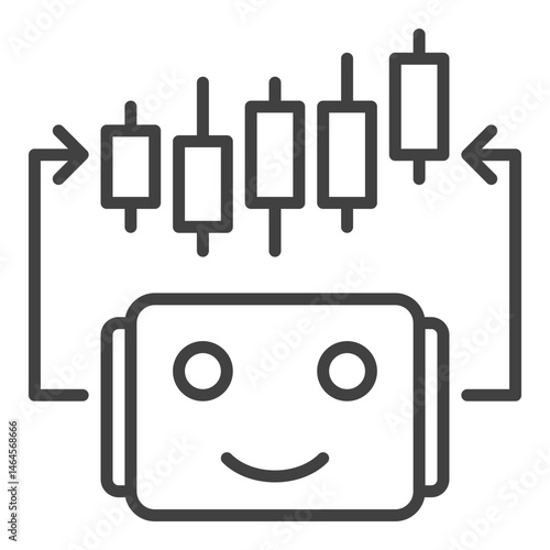 Automated Crypto Trading Bot with Candlestick Chart vector icon or symbol in outline style