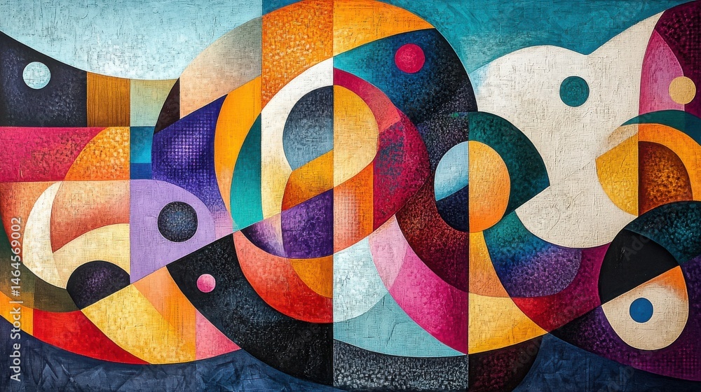 Fototapeta premium A modern abstract Cubist scene with fragmented patterns and a playful use of shapes