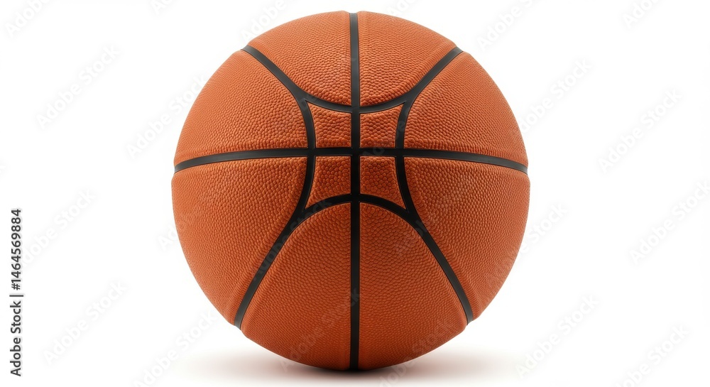 Fototapeta premium A detailed close up photograph of a new orange basketball on white background