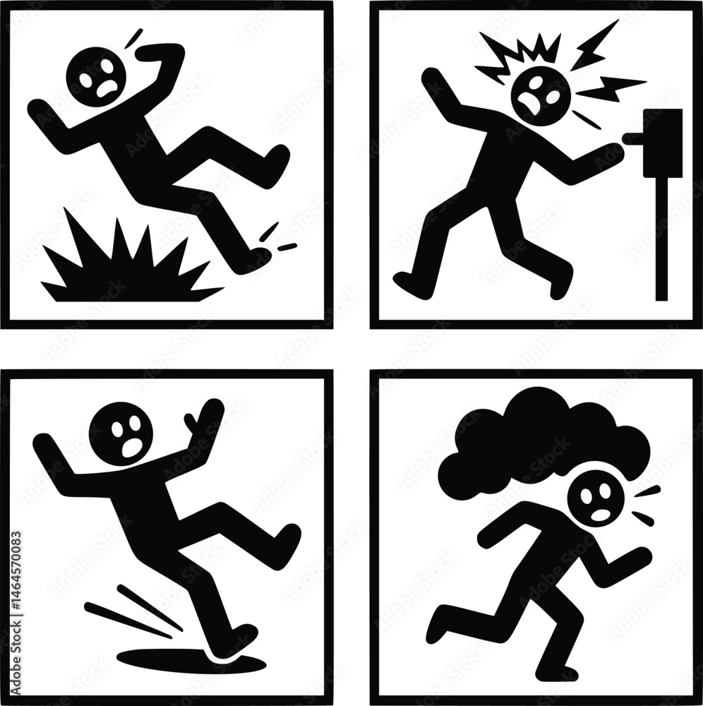 Workplace Hazard Warning Icons Set Workplace Hazard Warning Icons Set