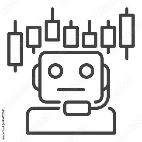 Candlestick Chart and Trading Bot vector AI Trader outline icon or symbol