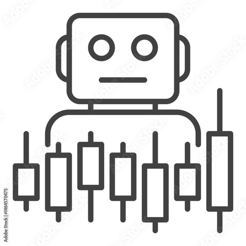Candlestick Chart and Cryptocurrency Trading Bot vector outline icon or symbol