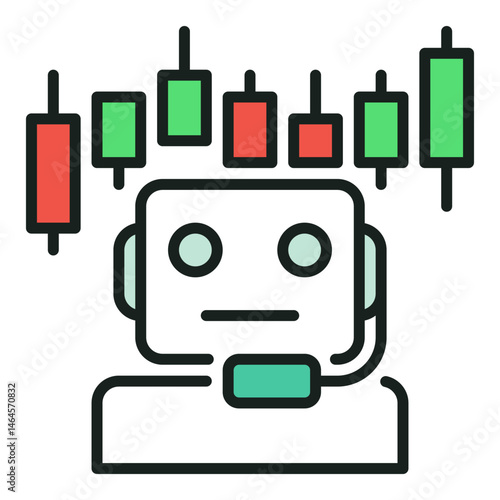 Candlestick Chart and Cryptocurrency Trading Bot vector AI Trader colored icon or design element