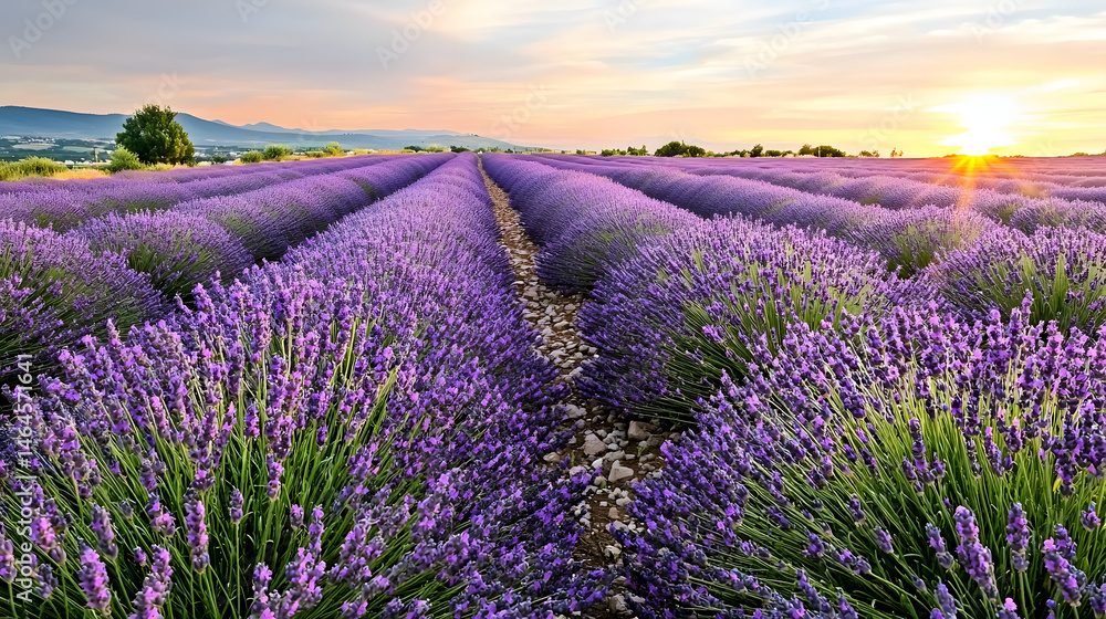 Obraz premium A Beautiful Lavender Field Stretching Endlessly Under 4aa96adc Abc6 4ccc 8424 2c80b84630f6 1
