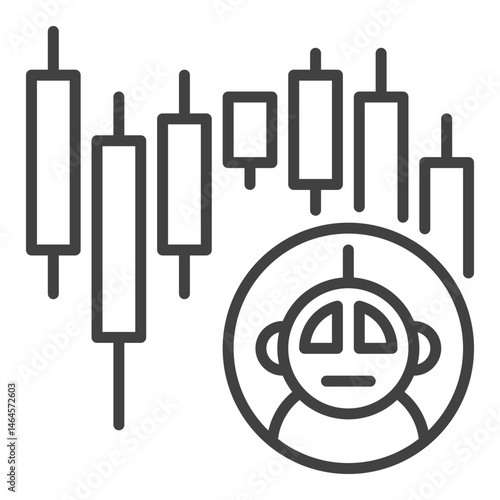 Cryptocurrency Candlestick Chart and Trading Bot vector linear icon or symbol