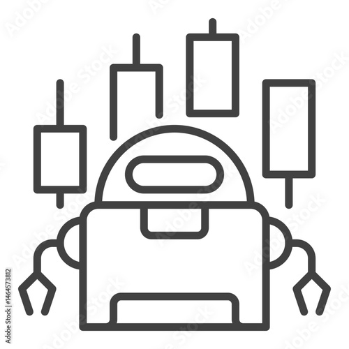 Cryptocurrency Trading Bot vector Automation Tool icon or sign in thin line style