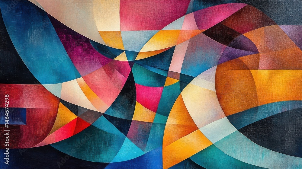 Fototapeta premium A Cubist-inspired artistic design with sharp lines, bold colors, and intersecting planes
