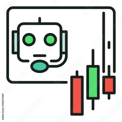 Cryptocurrency Trading Support in Speech Bubble vector AI Bot colored icon or logo element