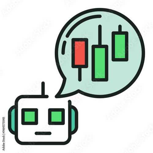 Cryptocurrency Trading Robot with Speech Bubble vector automation tools colored icon or design element