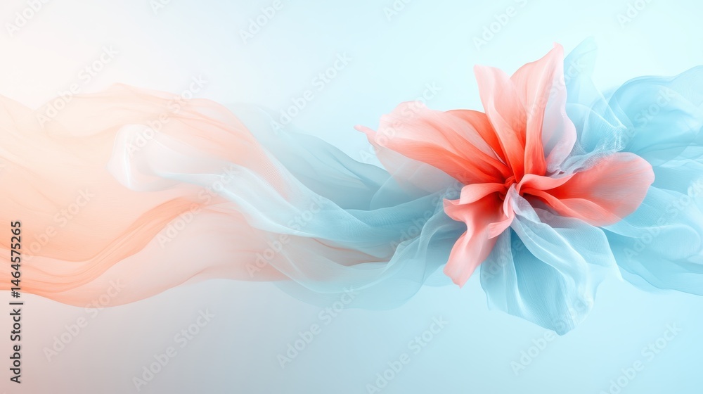 A dynamic mix of flowing colored fabric resembling elegant flower petals, expressing emotions and the graceful intertwining of creativity and abstract art. A dynamic mix of flowing colored fabric resembling elegant flower petals, expressing emotions and the graceful intertwining of creativity and abstract art.
