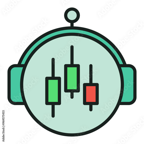 Cryptocurrency Trading Bot vector round colored icon or symbol
