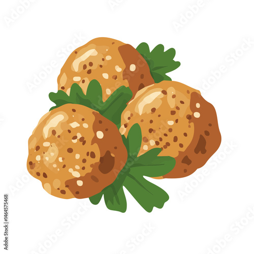 Falafel 2D flat vector illustration, isolated on a white background.