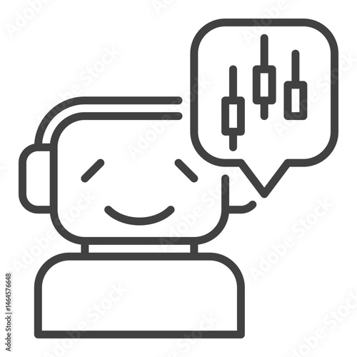 Happy Trading Bot with Candlestick Chart vector icon or symbol in outline style