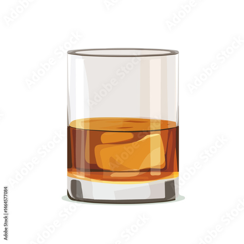 Whiskey Glass 2D flat vector illustration, isolated on a white background.
