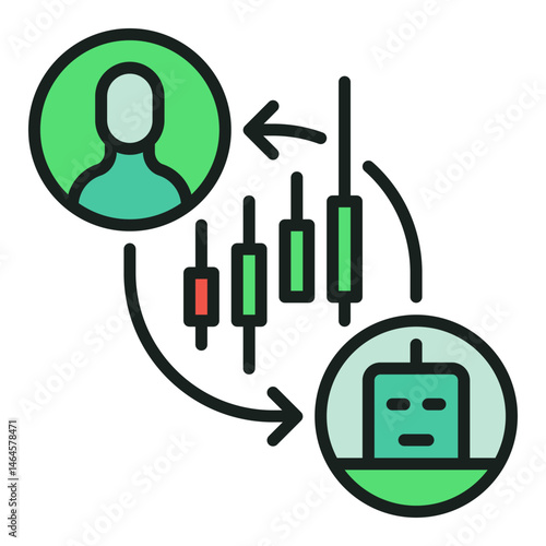 Stock and Cryptocurrency Trading Bot vector Automation Tools colored icon or design element