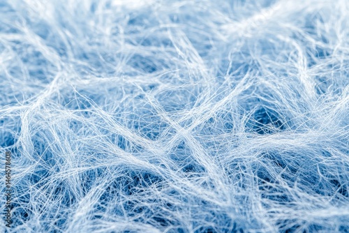 Close-up view of a textured, light blue fibrous material.