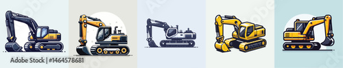 Excavator vector for construction