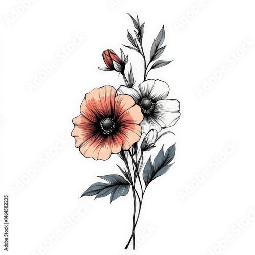 flower, floral, vector, nature, pattern, illustration, flowers, plant, leaf, design, spring, decoration, pink, bouquet, summer, art, blossom, card, beauty, flora, garden, element, frame, wallpaper