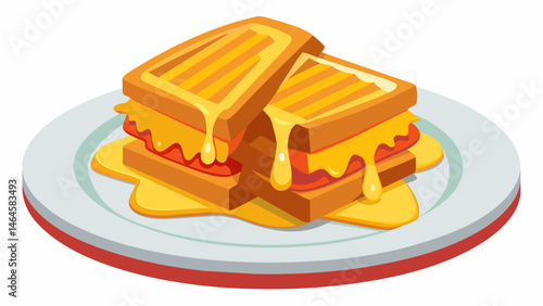 A plate of warm gooey grilled cheese sandwiches perfect for sharing.. Vector illustration