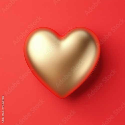 Golden heart shape on vibrant red background, symbolizing love