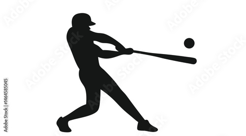 Baseball Player Silhouette Swinging Bat – Sports Action Vector Illustration