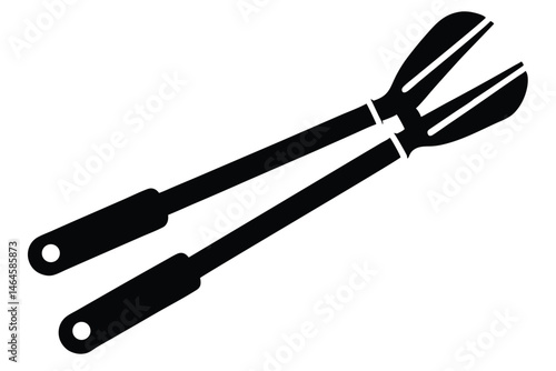 Inverted dark gardening shears silhouette on white shows pruning tools