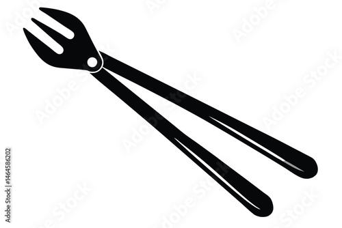 Silhouette shows the asparagus tongs with a forklike end for food preparation or buffet service