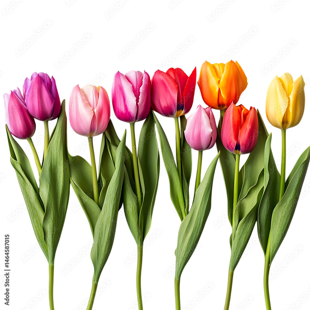 Naklejka premium Row of colorful tulips