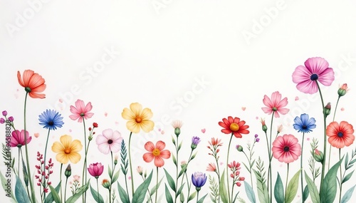 Delicate watercolor wildflowers, soft pastel shades, scattered evenly, overlay, wallpaper