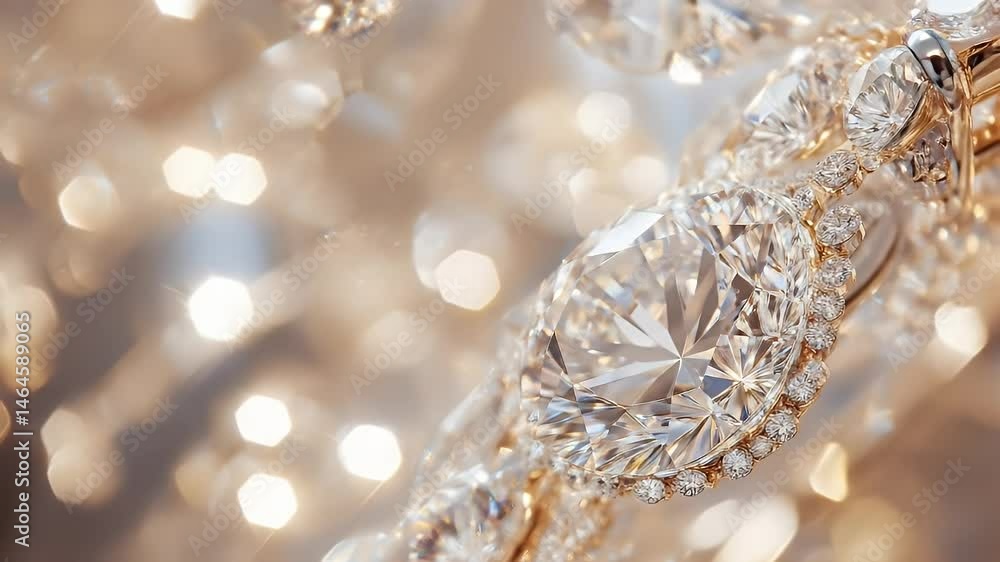 Close Up of Sparkling Diamonds with Golden Accents in Soft Focus Bokeh Background Creating A Luxurious and Elegant Aesthetic Suitable for Adobe Stock Close Up of Sparkling Diamonds with Golden Accents in Soft Focus Bokeh Background Creating A Luxurious and Elegant Aesthetic Suitable for Adobe Stock