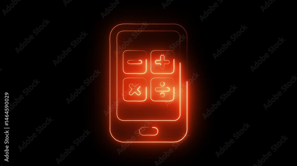Glowing neon calculator icon isolated on black background. HD Video motion graphic animation Glowing neon calculator icon isolated on black background. HD Video motion graphic animation