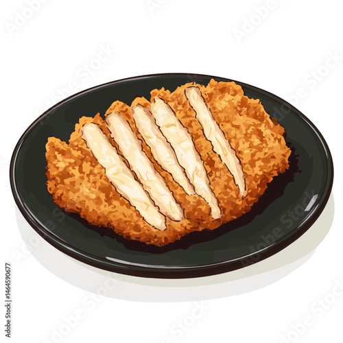 Chicken Katsu 2D flat vector illustration, isolated on a white background.