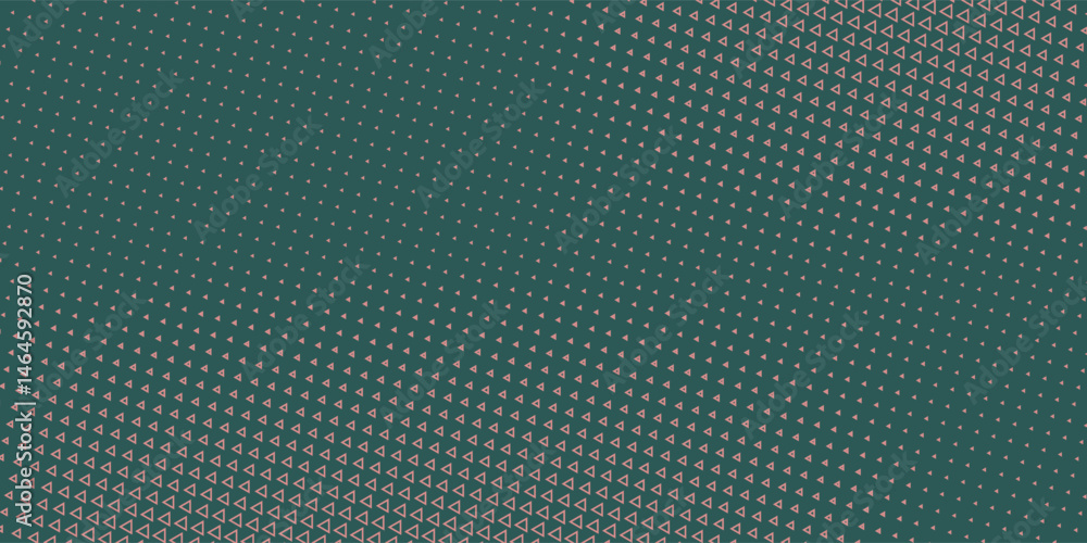 Triangles Halftone Pattern Twisted Border Vector Orange Green Abstract Background. Ultra Modern Minimalistic Art Half Tone Graphics Eye Catching Rush Wallpaper.