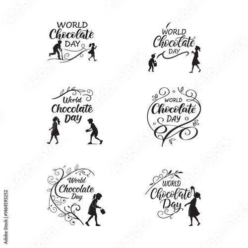 International Chocolate Day handwritten text isolated on white background for World Chocolate Day. 