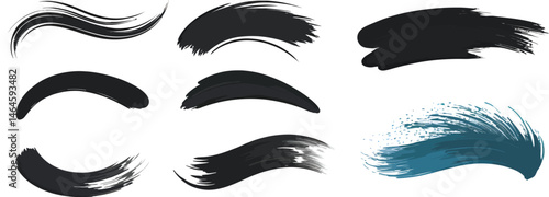 Black and Blue Brush Stroke Set for Artistic Designs