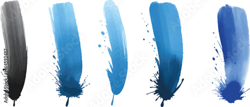 Abstract Blue Brush Stroke Texture in Gradient Shades