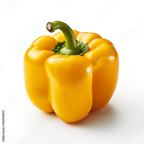 Single Yellow Bell Pepper Fresh Vegetable Studio Shot