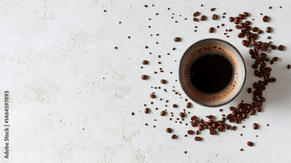 Obraz premium cup of black coffee on white background