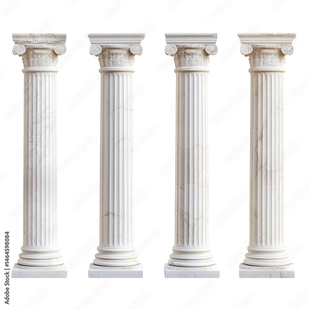 A set of six pristine marble columns, embodying the grandeur of ancient Greece, isolated on a clean white background (5) A set of six pristine marble columns, embodying the grandeur of ancient Greece, isolated on a clean white background (5)
