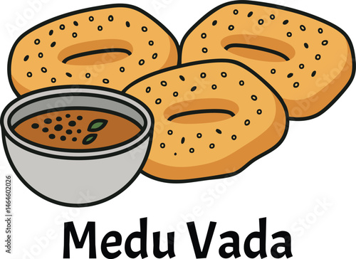 Medu Vada South Indian Food Vector Clipart Illustration
