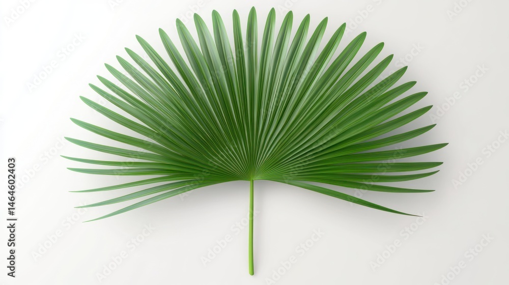Obraz premium Stunning Green Palm Leaf on White Background: Tropical Minimalist Photography