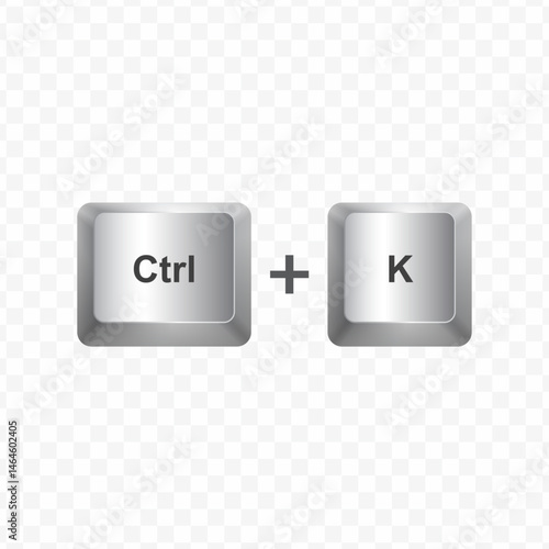 Keyboard Button, Vector illustration of shortcut Ctrl K on white color and transparent background