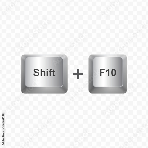 Keyboard Button, Vector illustration of shortcut Shift F10 on white color and transparent background