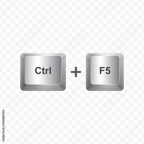 Keyboard Button, Vector illustration of shortcut Ctrl F5  on white color and transparent background