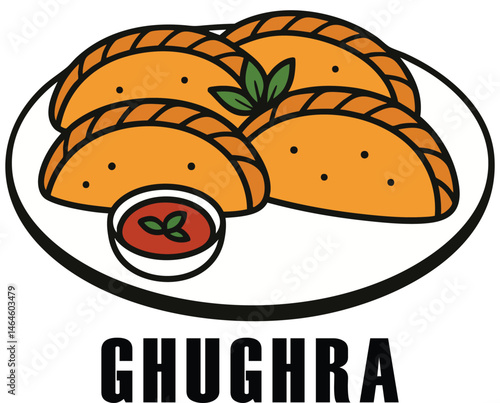 Ghughra Indian Snack Vector Illustration Clipart
