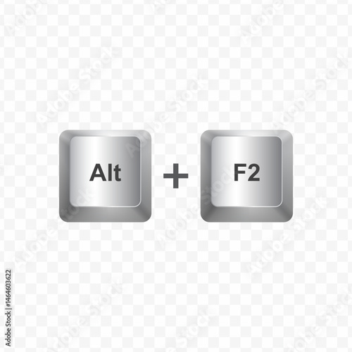 Keyboard Button, Vector illustration of shortcut Alt F2 on white color and transparent background