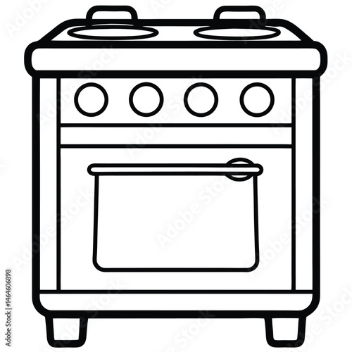 Black and white line drawing shows a cooking stove appliance in detail