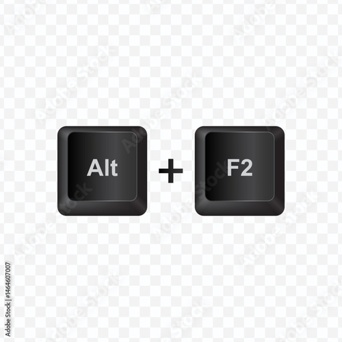 Keyboard Button, Vector illustration of shortcut Alt F2 on dark color and transparent background